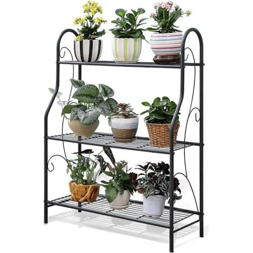 Iron 3-layers Plant Stand Succulent Shelf Rack Balcony Simple Indoor Garden Flower Pot Shelf Shoes Rack Book Shelf Home Decor
