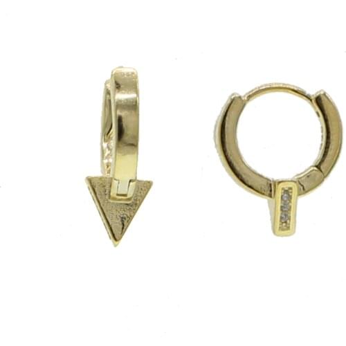 Vermeil 925 sterling silver mini huggie hoop earring cz triangle geometric minimal girl women classic jewelry