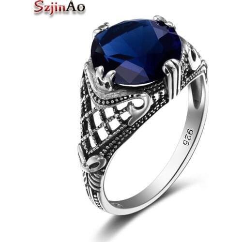Szjinao Fashion Crown Ring Womens Silver Engagement Ring Handmade Sapphire Silver 925 Jewelry Valentines Day Love You anime
