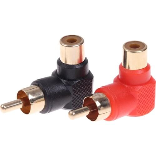 1Pair 90 Degree RCA Right Angle Connector Plug Adapters M/F Elbow Audio Adapter