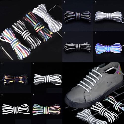 1Pair Reflective Shoelaces Laser sequin Shoelace Weave Braided bracelet Sneakers Running Shoes lace Adult children shoe strings