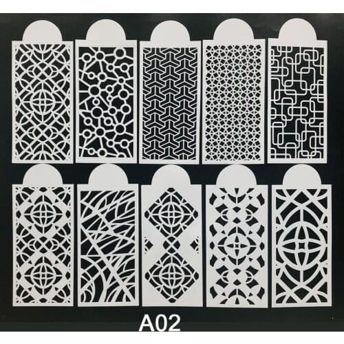 10 Sheets Slimline PET Stencils Painting Scrapbook Coloring Embossing Album Handmade Card Home Cake Decorative Template Stencils