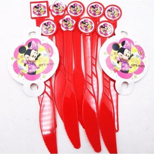 10pcs/set Minnie Party Supplies Plastic Knives For Kids Birthday Christmas Festival Party Decoration Favors