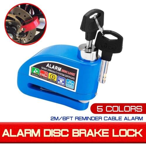 2m/6ft Metal Motorcycle Scooter Security Anti-theft Wheel Disc Brake Lock Alarm Kit Reminder Cable Alarm Lock Bike Brake Bag