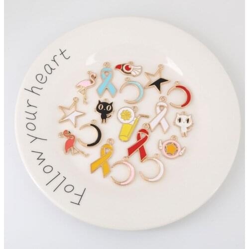 30pcs Sweet Style Fuchsia/Pink Flami Shape Enamel Charm Trendy Pendant for Jewelry DIY Findings Necklace Bracelet Earring Making