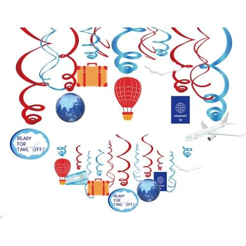 30pcs Ceiling Aviator Hanging Swirls Baby Shower Pilot Aircraft Party Decorations Kids Birthday Ready For Take Off Party Favors