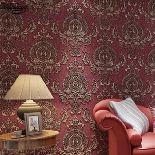 Beibehang European luxury Damascus waterproof 3D stereo thickening high - end home improvement living room wallpaper