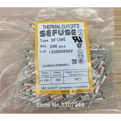Free Shipping 200PCS/lot NEW SF139E SEFUSE Cutoffs Thermal Fuse 142C 142 Degree 10A 250V Metal fuse SF139E