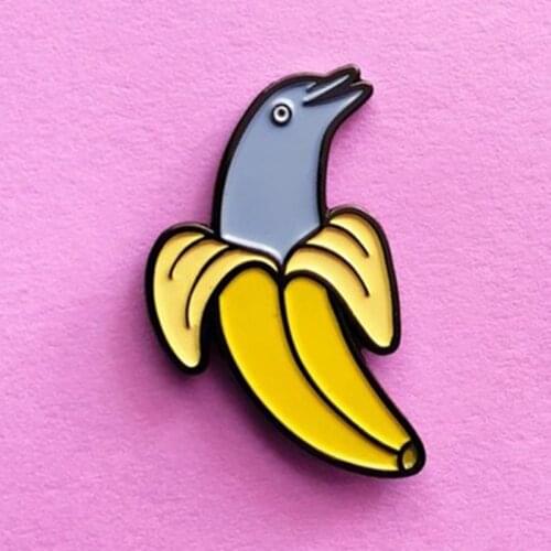 Cartoon Banana Dolphin Creatures Brooch Pins Enamel Metal Badges Lapel Pin Brooches Jackets Jeans Fashion Jewelry Accessories