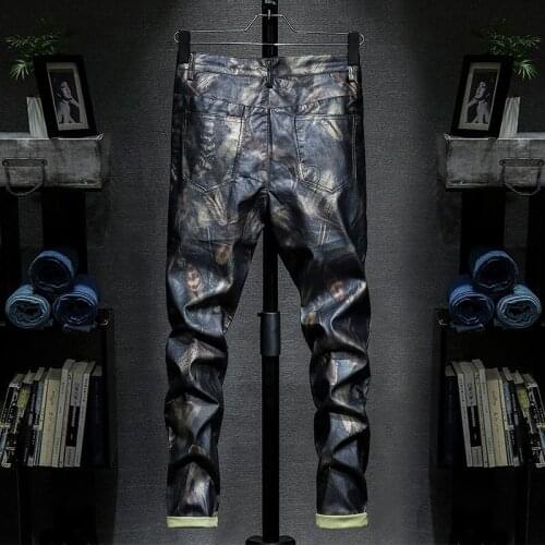 Faux Leather Fashion Trousers For Male Trouser Stage Club Pants High Quality New Spring Mens Skinny Leather Pants Harem Pant Men