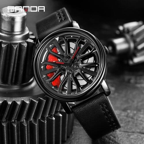 Men Watch Custom Design Car Rim Hub WristWatch Leather Waterproof Military Sports Wheel Quartz Watch Man Relogio Masculino