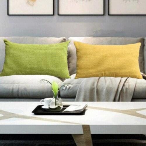 Pillow case Solid Color Corn Velvet Sofa Waist Pillow Cover Rectangular Chair Backrest Back Cushion Bedside without Core