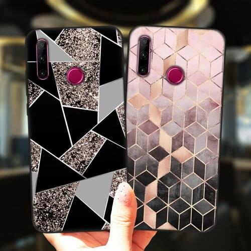 Marble Geometric Art Black Phone Case For Huawei Honor 10i 20i 30i 9 10 20 30 10X Lite Pro 9X 8X 8C Soft Silicone Cover
