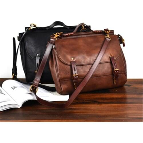 Business retro leather mens messenger bag handbag fashion casual natural genuine leather single shoulder messenger bag