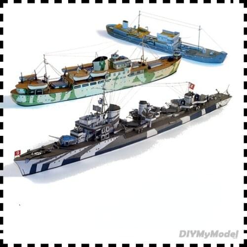 DIYMyModeI German Z-32 class Z destroyer formation 1:400 DIY Handcraft Paper Model Kit Handmade Toy Puzzles