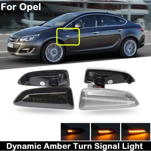 For Astra-J Astra-K Zafira-C Crossland-X Insignia-B Clear Lens Smoked Lens LED Side Marker Lamp Dynamic Amber Turn Signal Light