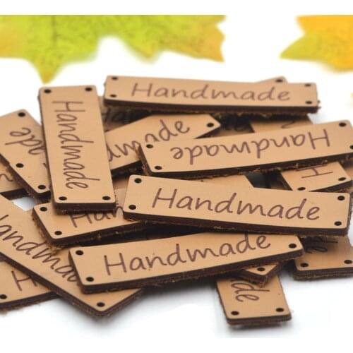 KALASO Good Quality 20pcs Hand made Labels Clothes Leather Labels Hand Made Tags Jeans Bags Caps Sewing DIY Supplies