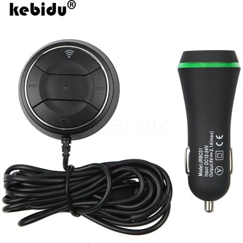Kebidu NFC Car Kit Bluetooth 4.0 Audio Receiver Hands-free Stereo Music Aux Speakerphone with 3.1A Dual USB Car Charger Black