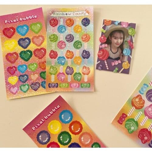 Korea Lollipop Shiny Laser Sticker DIY Scrapbooking Journal Collage Photo Album Diary Happy Plan Decoration