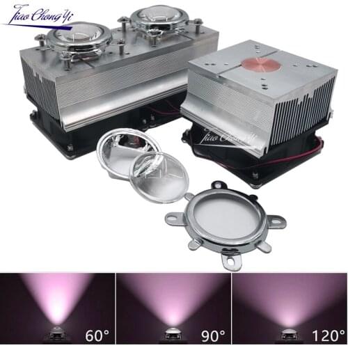 LED chip Radiator Heatsink DC12V fan lens Kits for 20W 30W 50W 100W High Power Led