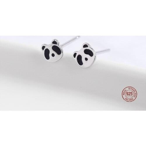 LKO 925 Sterling Silver Cute Panda Animal Shape Earring For Women‘s Fashion and Party Sweet Gift For Girl Friend Jewelry