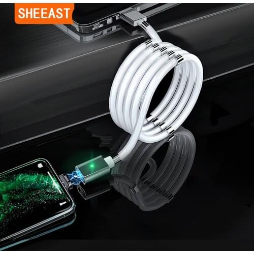 Magnetic Cable Magic Rope Storage Magnet QC3.0 Fast Charging Micro USB Type C For iPhone Samsung Huawei Xiaomi 3 In 1 Data Cable