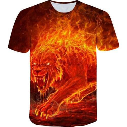 XXS-6XL Oversized Shirt 3D Printing Mens T-shirt Summer O-neck Casual Short Sleeve Top Flame Digital Print Top