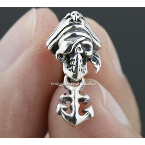 925 Sterling Silver Captain Hook Earring Mens Biker Rocker Earring 8R009