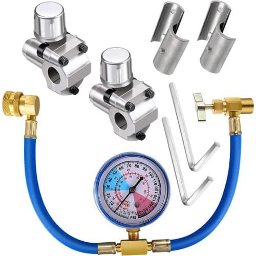 3pcs BPV31 Bullet Piercing Tap Valve Kits U-Charging Hose Refrigerant Tap With Gauge R134a Can To R12/R22 Port AC 1/2