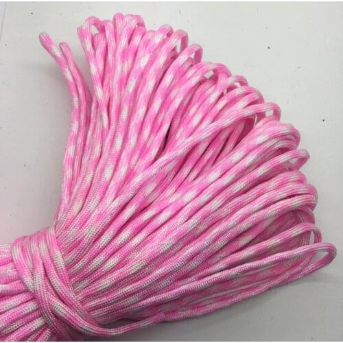 10yards/Lot Mix color Paracord Bracelets Rope 7 Strand Parachute Cord CAMPING HiKING White+Pink