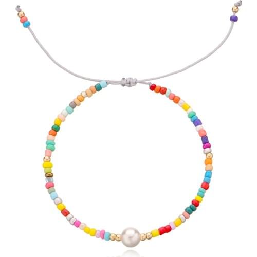 10Colors Friendship Bracelets Handwoven Seed Beads Pearl Bracelets Braided Rope Cord String Beach Bracelet for Women Jewelry