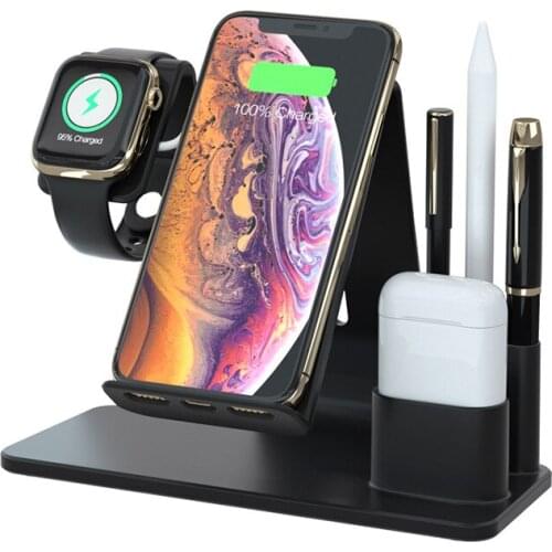 Suitable for AirPods iWatch three in one wireless fast chargeing stand with pen holder
