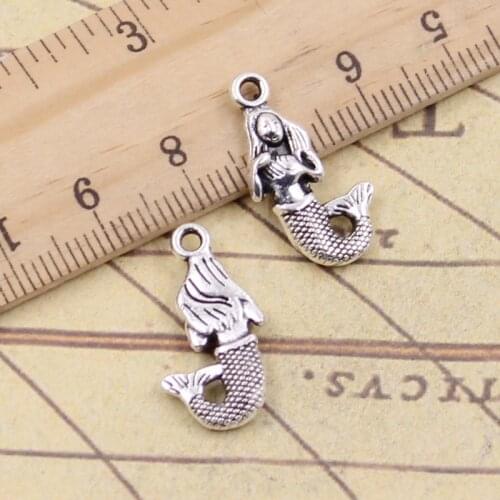 20pcs Charms Mermaid 22x11mm Tibetan Silver Pendants Antique Jewelry Making DIY Handmade Craft For Bracelet Necklace