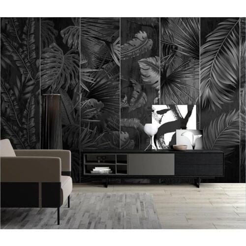 Beibehang Custom wallpaper Nordic black and white gray tropical plant leaves TV background wall mural wall stickers