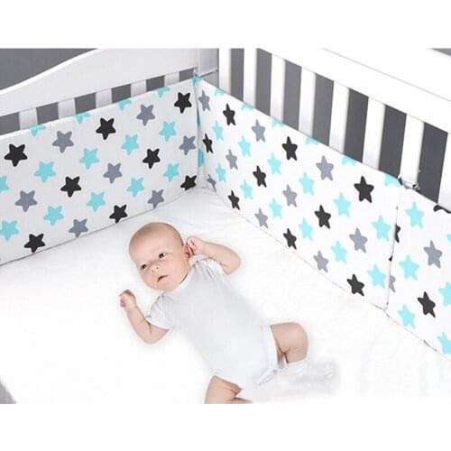 Print Baby Bed Bumper Double-faced Detachable Newborn Crib Around Cot Protector Kids Newborns Room Decor