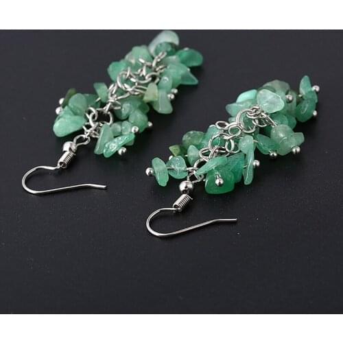 Handmade Bohemian Style Natural Gravel Earrings DIY Natural Stone Tassel Earrings Jewerly Natural Sardonyx Calaite Fluorite