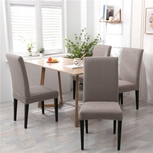 Plain Jacquard Chair Slipcover for Dining Room Stretch KtichenElastic Dinner Chair Decorative Seat Protector Armless Removable
