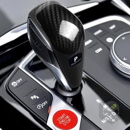 Real Carbon Fiber Car Gear Shift Knob Cover Start Stop Switch Durable Auto Engine Parts Modification Accessories for BMW 3 Serie