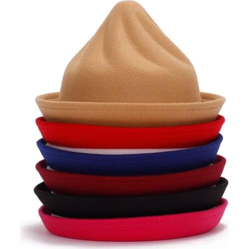 Ice cream fedora hat Panama felt hat womens jazz hat fedora hat big red womens fedora hat spiral wizard hat ladies hat