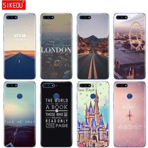 Silicone Cover Phone Case For Huawei Honor 7A PRO 7C Y5 Y6 Y7 Y9 2017 2018 Prime Travel in the world paris london