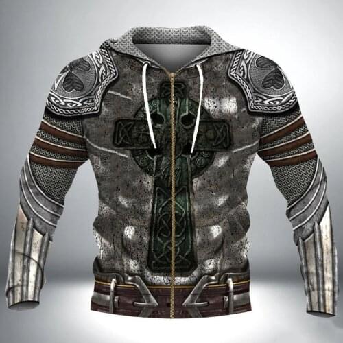 Irish Armor Knight Warrior Chainmail Hoodie 3D All Over Printed For Men/Women Sweatshirt Spring/Autumn Casual Pullover Zipper