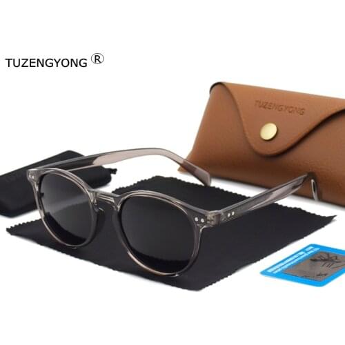 TUZENGYONG Brand Vintage Designer Polarized Sunglasses For Men uv400 Unisex TR90 Round Driving Sun Glasses Gafas De Sol