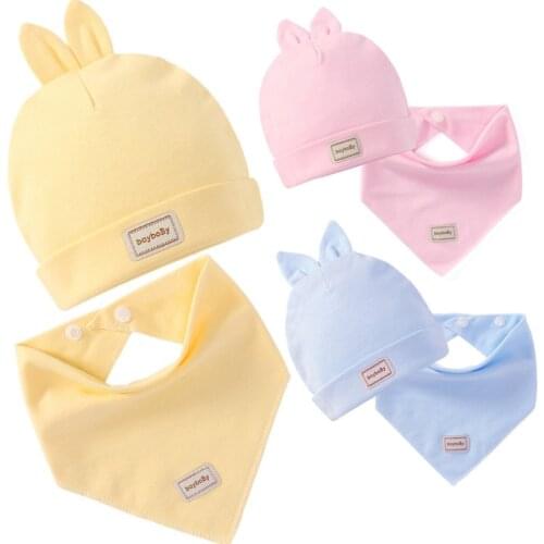 Spring autumn newborn baby hat cotton bear teddy pattern cartoon modelling cap cotton newborn baby hats accesses set
