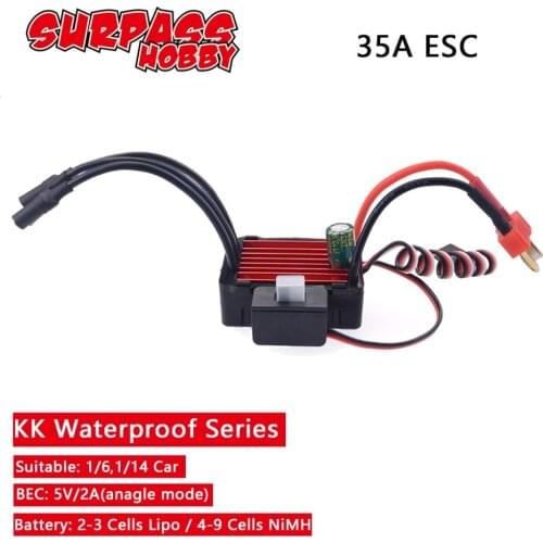 SURPASSHOBBY KK Waterproof 35A ESC Electric Speed Controller for RC 1/16 1/14 RC Car 2838 2845 Brushless Motor