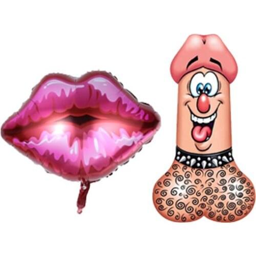 Red Lips And Penis Balloons Lipstick Balloons Red Kiss Lips Balloons Shaped Foil Mylar Balloons for Birthday Bridal Shower