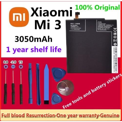 Xiao Mi New 100% Original 3050mAh BM31 Phone Battery for Xiaomi Mi 3 M3 Mi3 Batteries Bateria with Gift Tools+Stickers