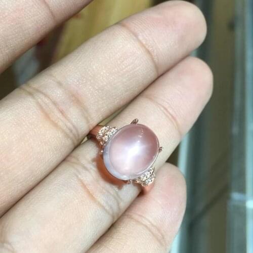 Natural Pink Ross Quartz Ring S925 Sterling Silver Fine Fashion Charming Weddings Jewelry for Women Free Shipping