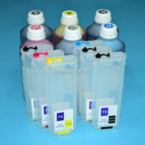 280ml Refillable ink cartridge +500ml refill dye ink for hp 72 for hp designjet T610 T620 T770 T790 T1200 T2300 plotters