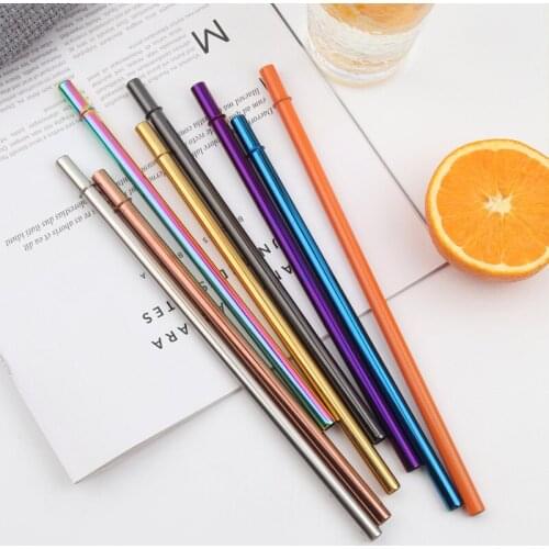 304 Stainless Steel Straw Milkshake Bubble Tea Straw Reusable Bar/Pub Metal Straws With Brush Party Wedding Supplies 215*8mm