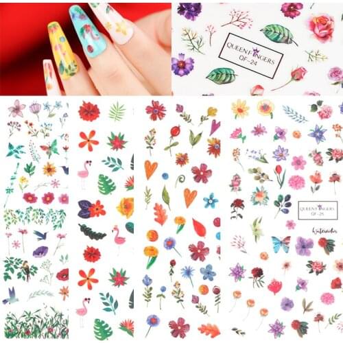 3D Back Glue Nail Sticker Decals Fashion Butterfly Flowers Nail Art Stickers Sliders Manicure Accessories Nails Decoraciones